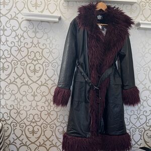 The Ragged Priest Black Leather Jacket with Purple Faux Fur - with tags